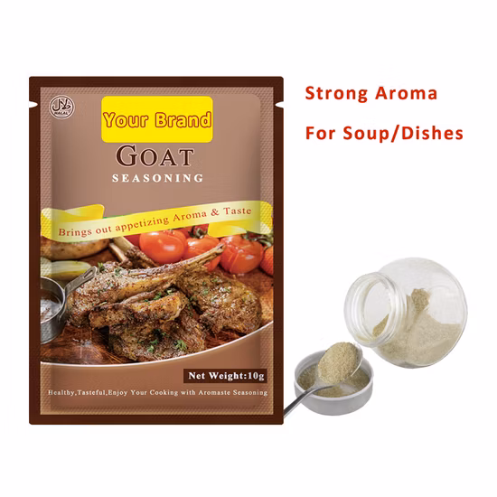 Halal 10g de tempero em pó de sabor gengibre e alho para cozinhar